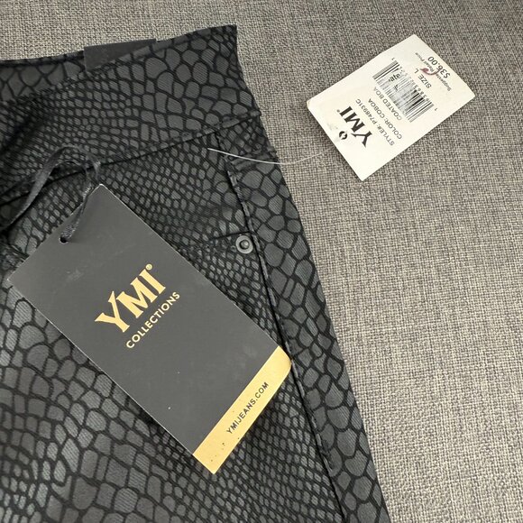 NEW! YMI Collection Skinny Pants Charcoal Snakeskin Print Large Cotton Blend - Picture 6 of 15